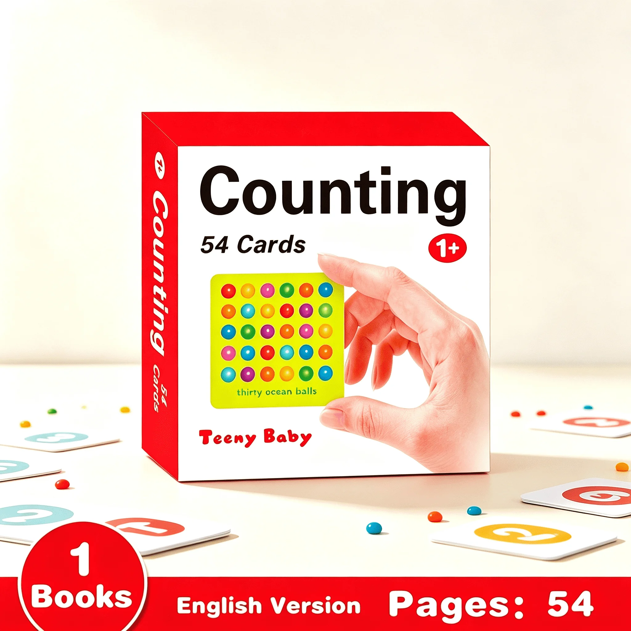 54 double-sided English and number learning cards featuring vibrant colors and rounded corners—an ideal early education gift.