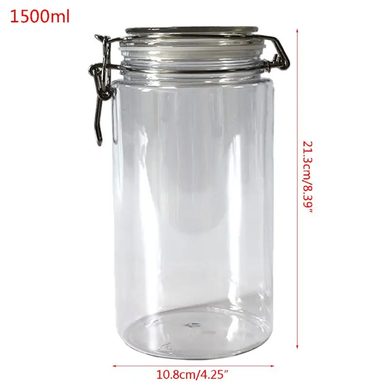 150/1500ml Plastic  Jar Storage Can Airtight Seal Lid Food Container Tableware Preserving Cosmetic Cream Organizer