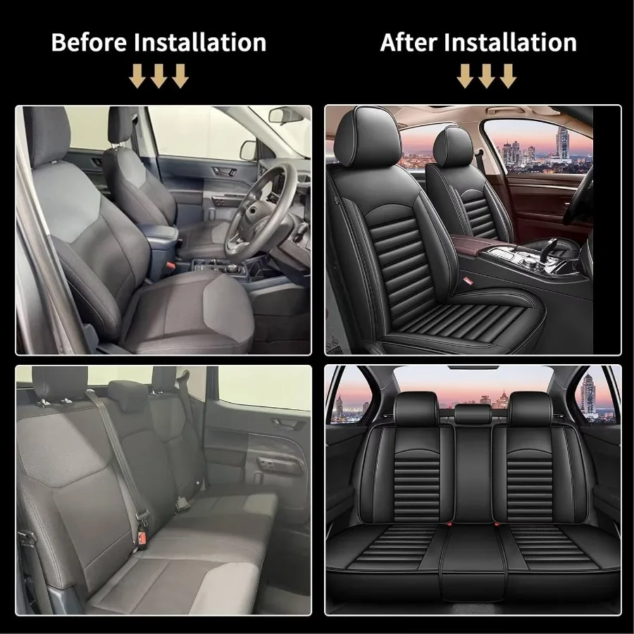 スバル フォレスター 2002-2025 2026年式対応 車用シートカバー フェイクレザー フルセット エアバッグ対応 防水シートクッション ブラック