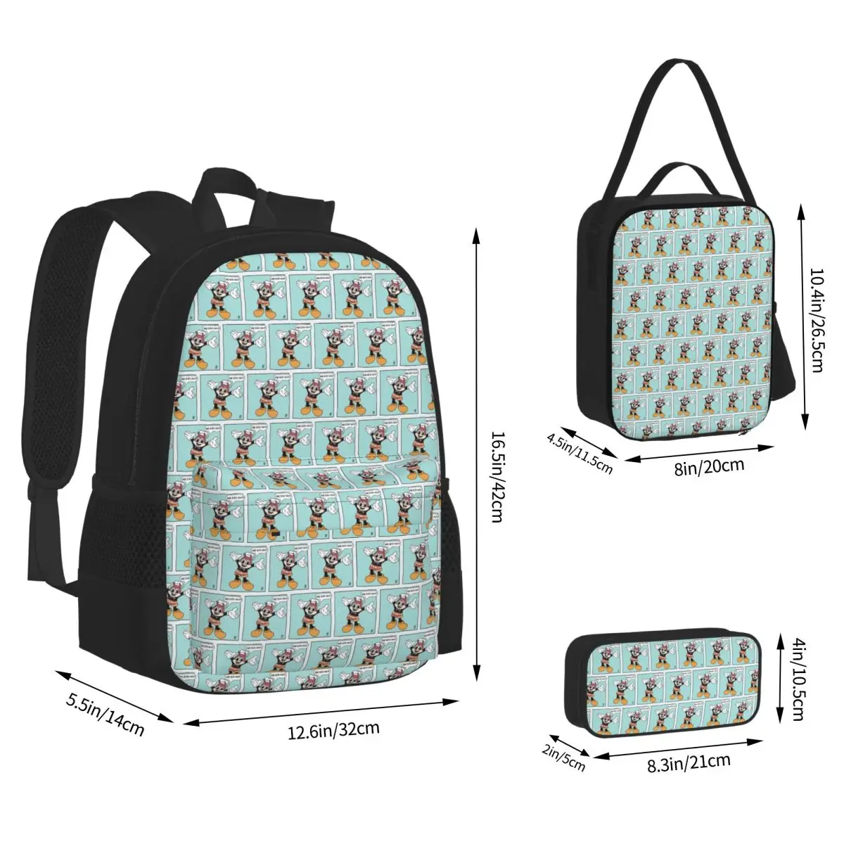 REMIX WEBCOMIC POSTER Backpacks Boys Girls Bookbag Students School Bags Kids Rucksack Lunch Bag Pen Bag Three-Piece Set