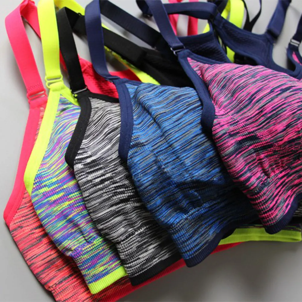 

Sports Bra High Impact Space Dye Padded Wirefree Seamless Breathable Removable Pads Fitness Gym Yoga Running M Rose Red