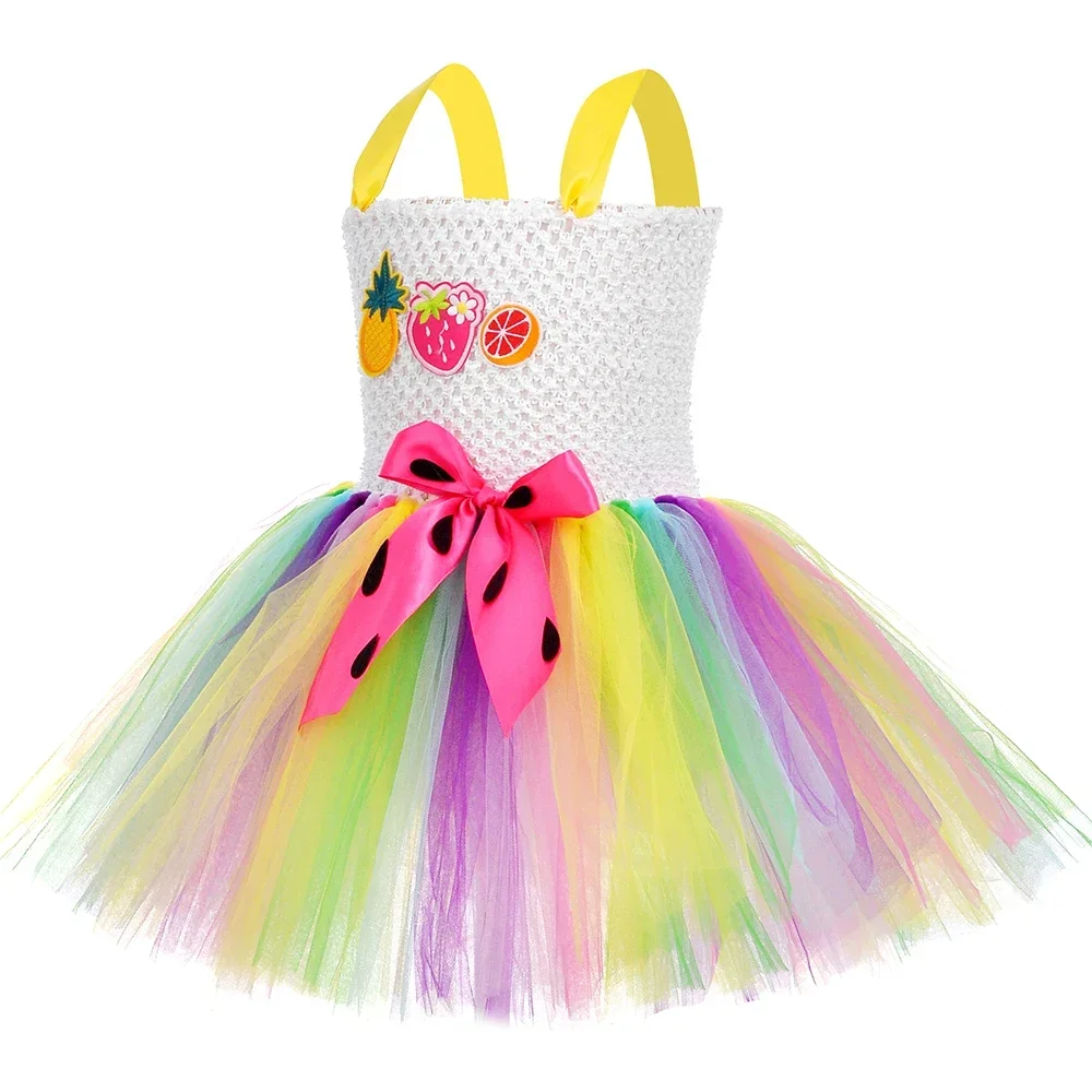 Fruit Costumes for Kids Cute Rainbow Tulle Princess Tutu Dress Toddler Girls Halloween Christmas Birthday Party Dress Up Clothes