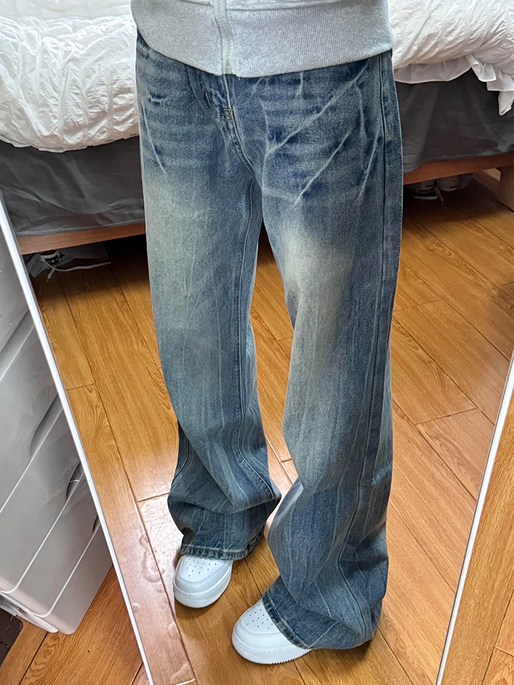 

Мужские джинсы Cleanfit с узором в виде молнии, прямые брюки в американском стиле, модные брендовые осенние джинсы