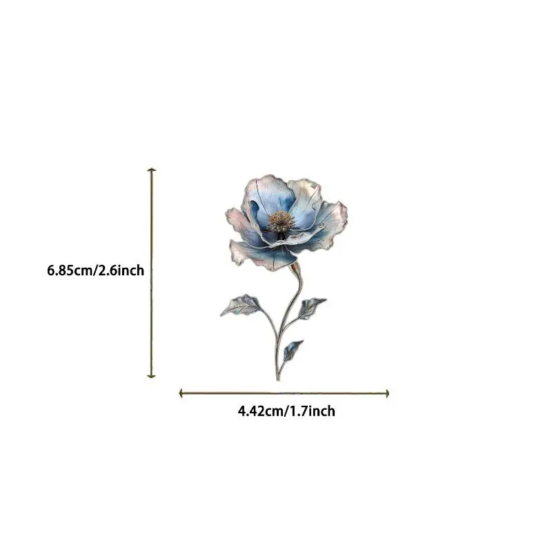 50PCS Silver Flower Stickers Shiny Plating Removable Decals for DIY Laptop Phone Case Water Bottle Luggage Decor