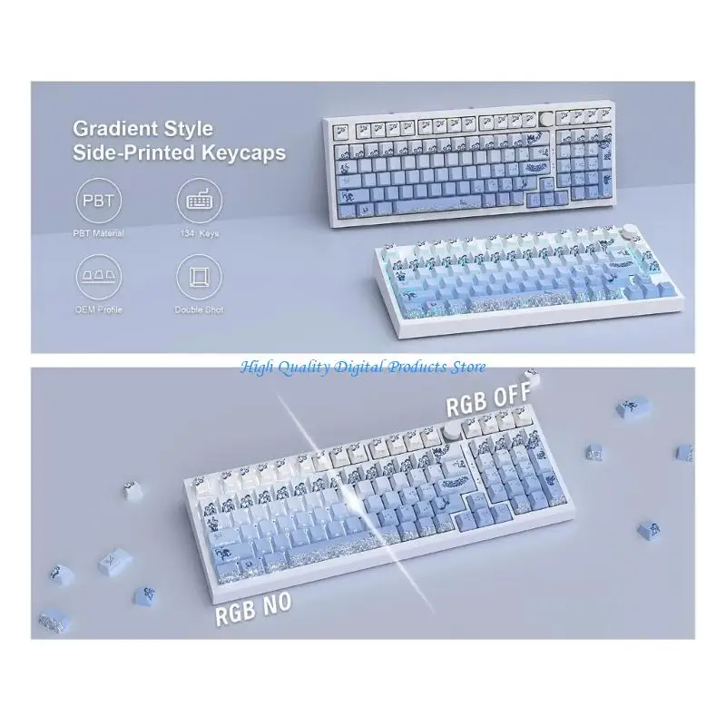 

U2JE Porcelain Keycaps 108/135Keys Thick PBT Durable Side-lit Backlit for Mechanical