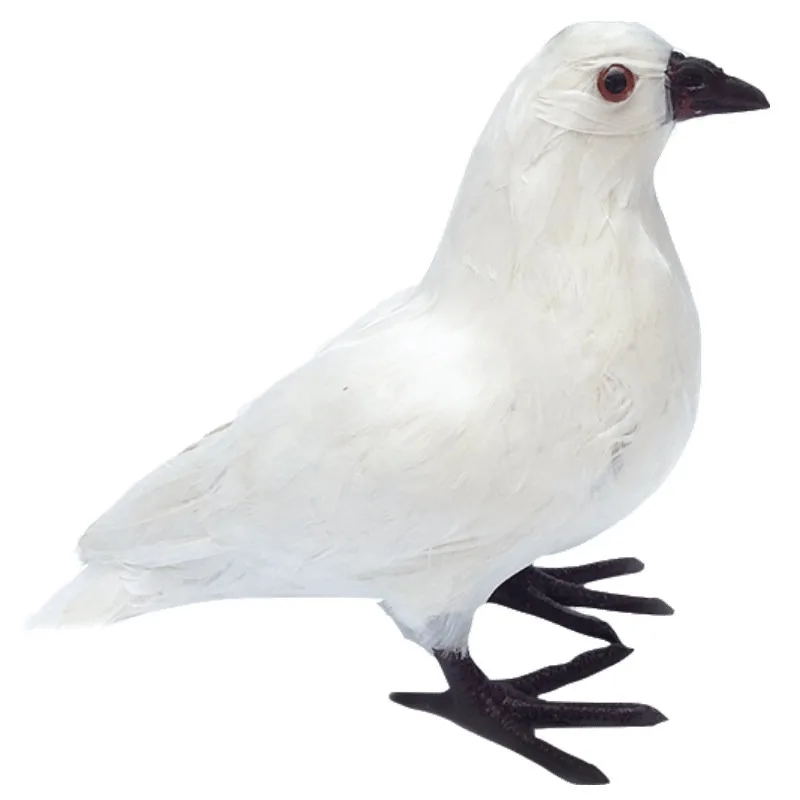 White Pigeon Wedding Props Peace Bird Model with Real Feathers Hanging Simulation Specimen for Photography