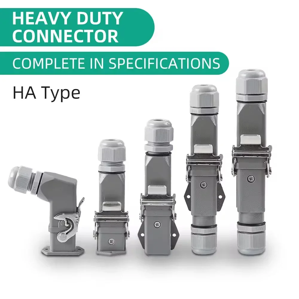 ZHQCN HA-Series IP65 Waterproof  Heavy Duty Connector Aviation Plug Socket Connector Top and Side Out 10/16/32Pin For Machines