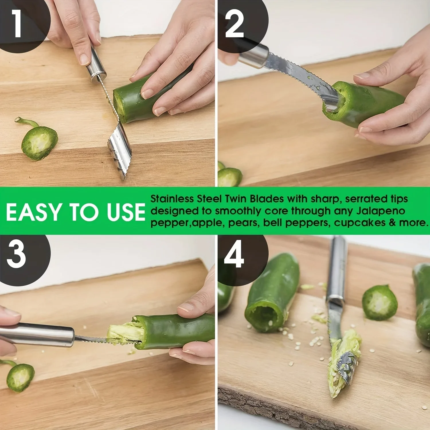 Upgraded Multi-Functional Kitchen Pepper Seed Remover And De-seeder Toothed Stainless Steel Tool for Efficient Cooking