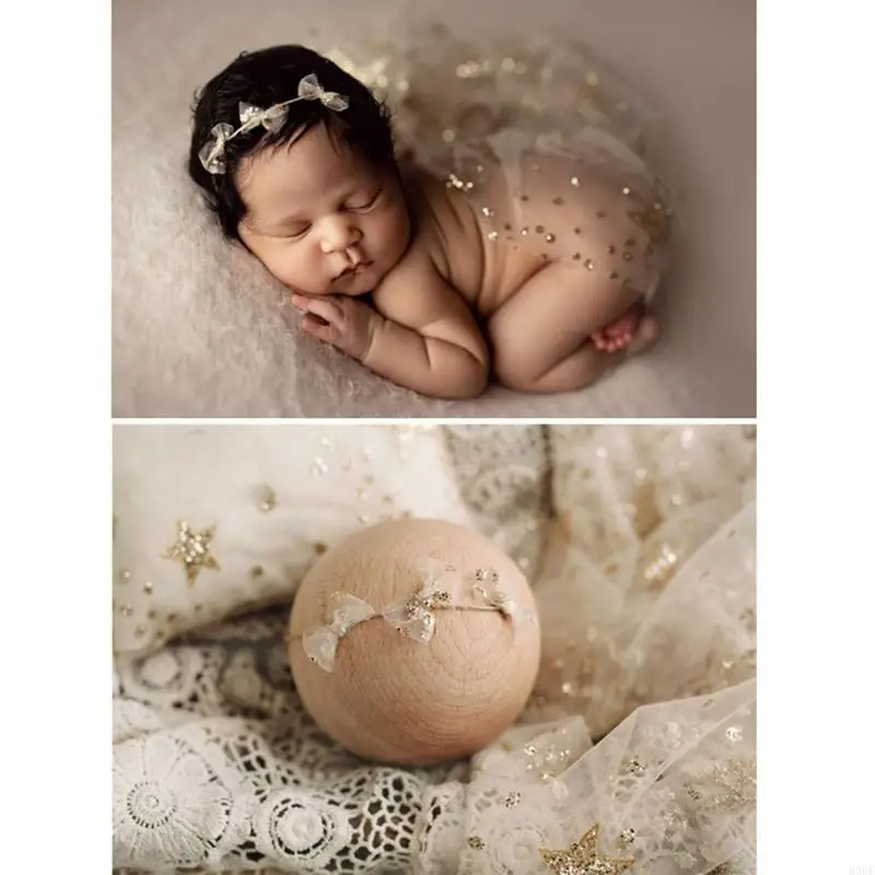 

E06F Newborn Photography Props Transparent Mesh Yarn Blanket Baby Starry Swaddling Wrap Infants Photo Backdrop