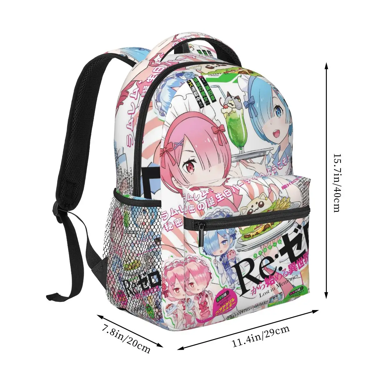 Rem Ram Re Zero Starting Life In Another World Anime Student Backpack School Bag Daypack for Boys Girls Bookbag Shoulder Bags