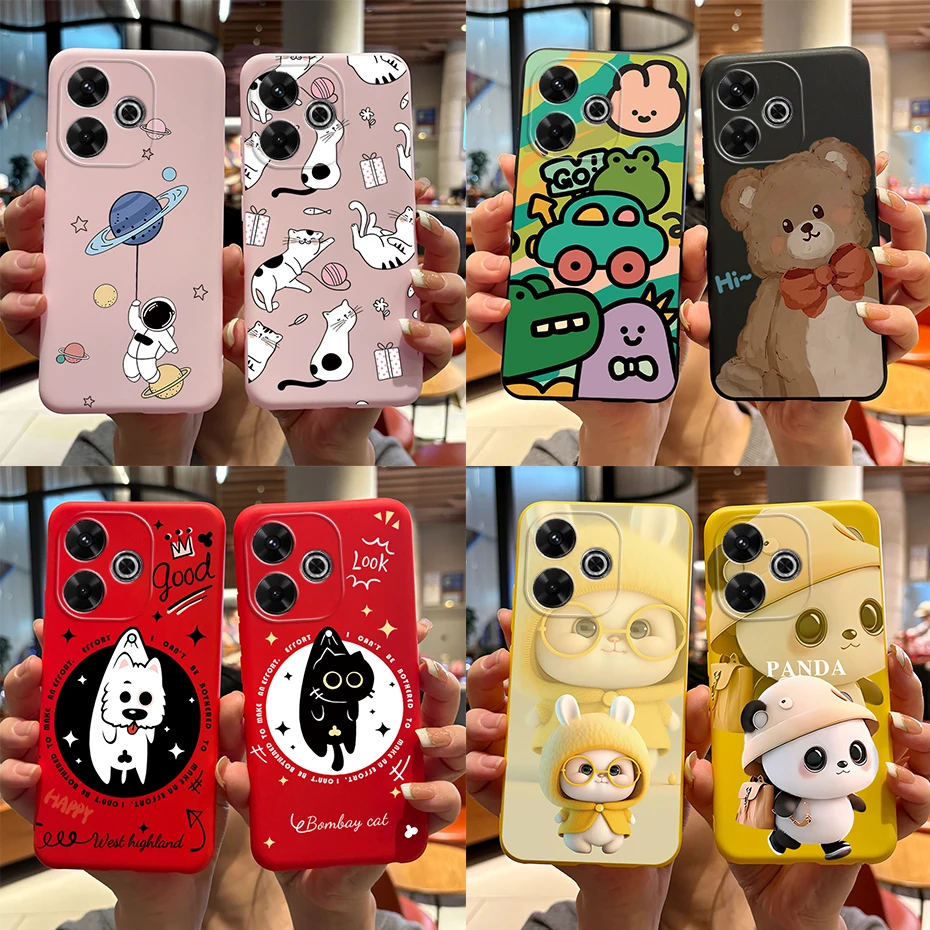 For Xiaomi Redmi 13 Case Redmi13 Cover Xiaomi Poco M6 4G Case Redmi 13 Cute Rabbit Panda Silicone Soft TPU Shockproof Phone Case