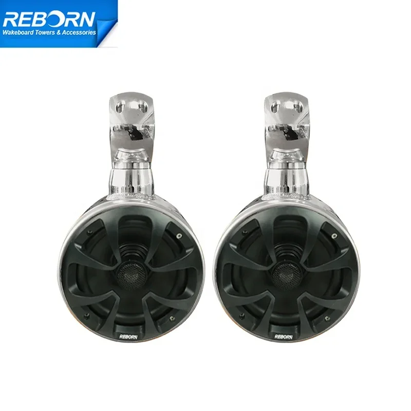 Waterproof Rotatable Boat Wakeboard Tower Speaker Polished In Pair 6 1/2in