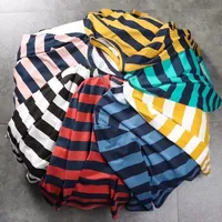 Hong Kong Style Striped Color Blocking Men's Long Sleeve T-Shirt Inner Base Layer Top Round Neck Loose-Fit Clothing Casual Scene