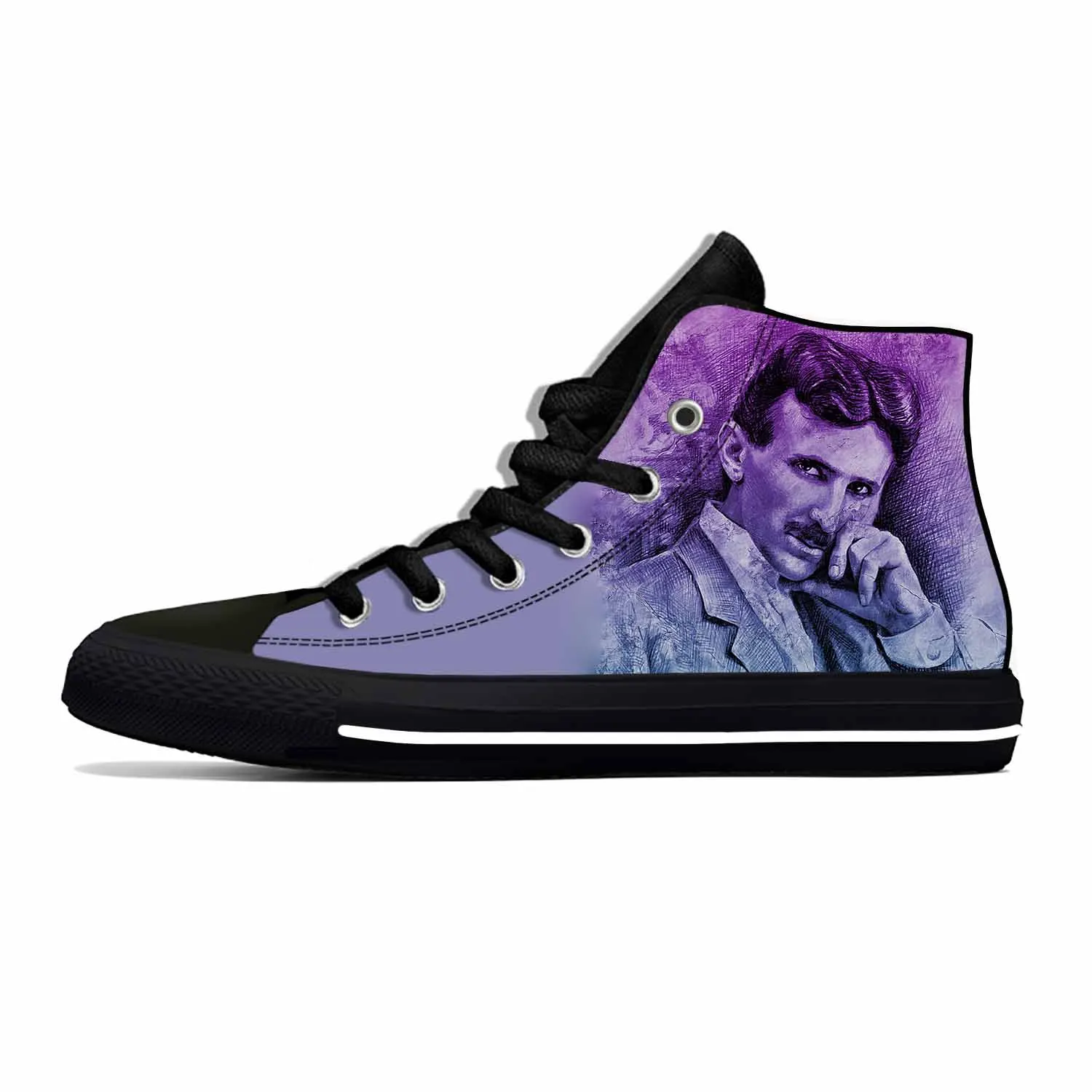 Hot Nikola Tesla Scientists Subject Physics Science Casual Shoes Breathable Men Women Sneakers High Top Lightweight Board Shoes