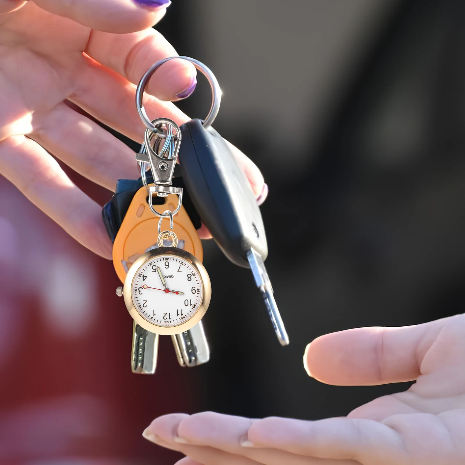 

Colorful Hanging Keychain For Kids Students Exam Timing Portable School Gift Pocket Timepiece Clip On Backpack Accessory