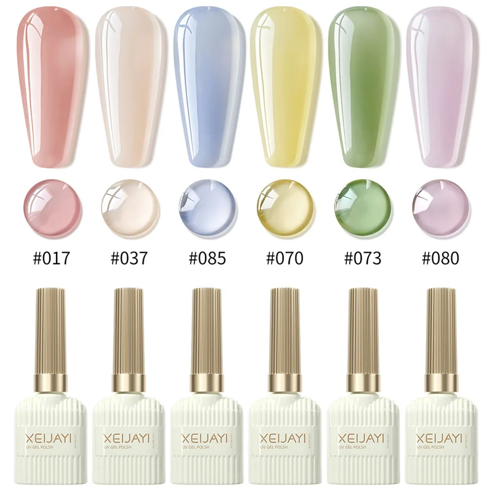 XEIJAYI  6Pcs/Set 15ML Gel DIY Nail Polish Brigh Green Semi Permanent Soak Off UV LED Gel Varnish Nail Art Design Manicure Kit