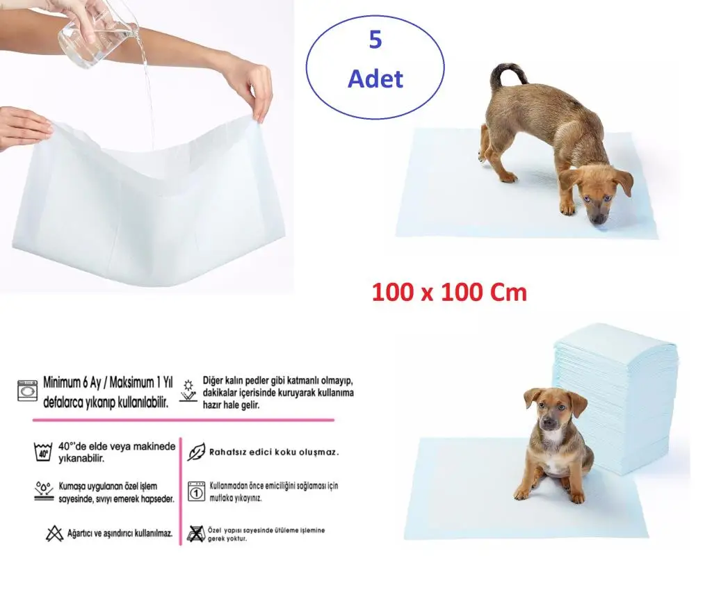 Washable Dog Pee Pad-100X100 Cm 5li Package