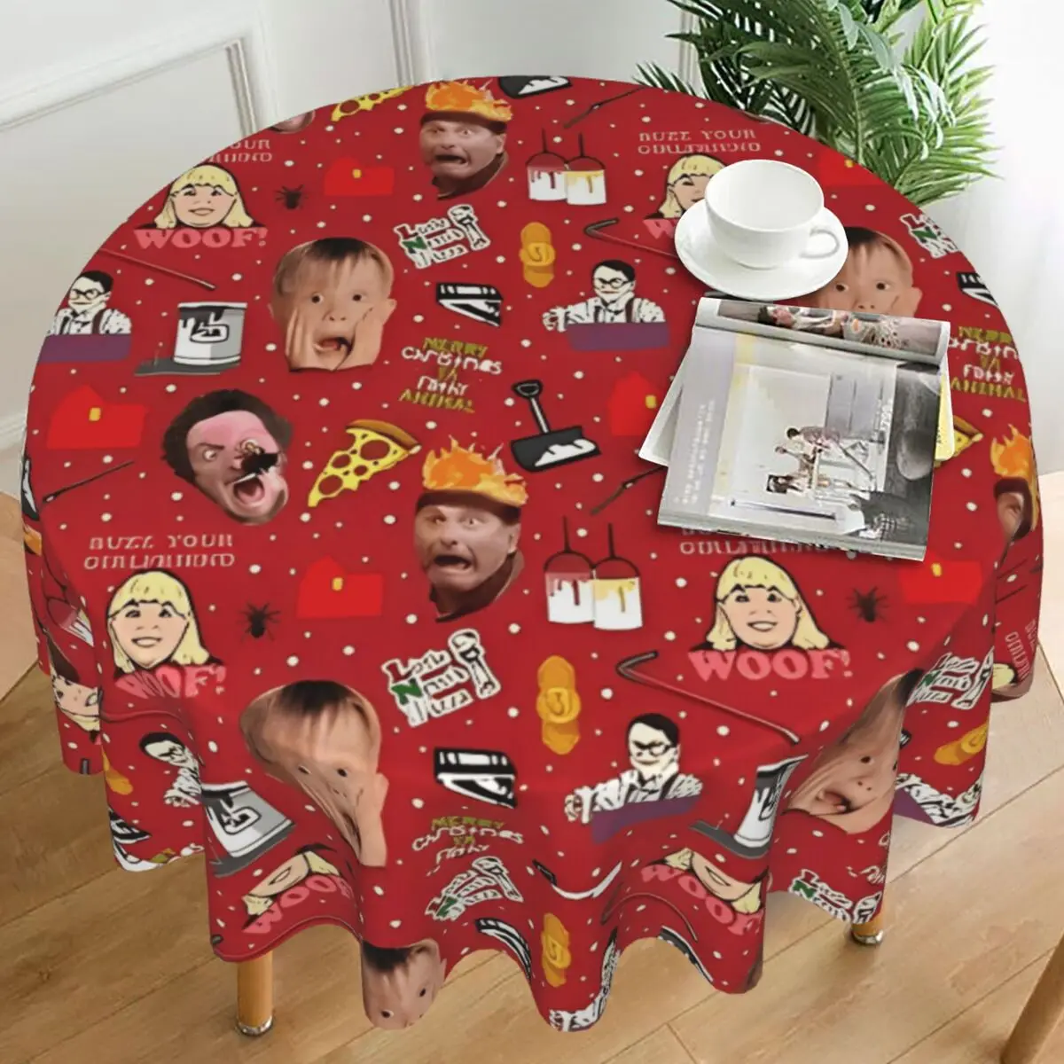 Mantel navideño para el hogar, cubierta de mesa redonda para exteriores, mantel de diseño elegante para fiesta en casa, comedor