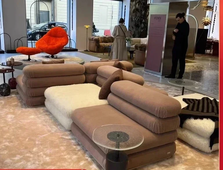 Module free combination stacking sofa American replica removable lamb wool block sofa