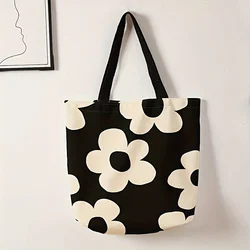 Yellow flower printed tote bag, reusable fashionable backpack, multifunctional handbag, printed canvas shopping bag