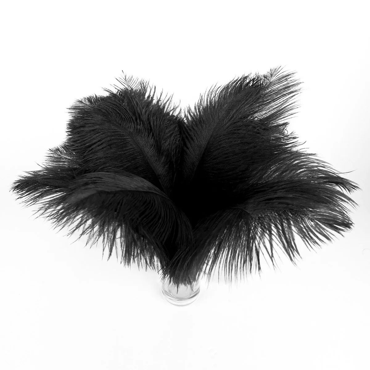 

20Pcs Natural Ostrich Brooms Black 25-30cm Great for Party Dress Home Wedding Masquerade Decorations Centerpieces