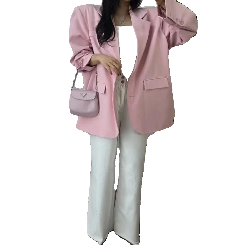 

Ele Chic женский костюм-джат с разрезом Ba и двумя пуговицами, универсальный утягивающий костюм Lazy Sle, повседневный длинный све, полиэстер