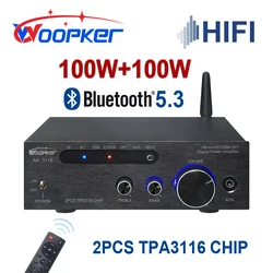 Woopker Sound Amplifier AK-3116 Audiophile Digital Power Amplifier 2PCS TPA3116 Chip Bluetooth5.3 Channel 2.0 Max Power 100W×2