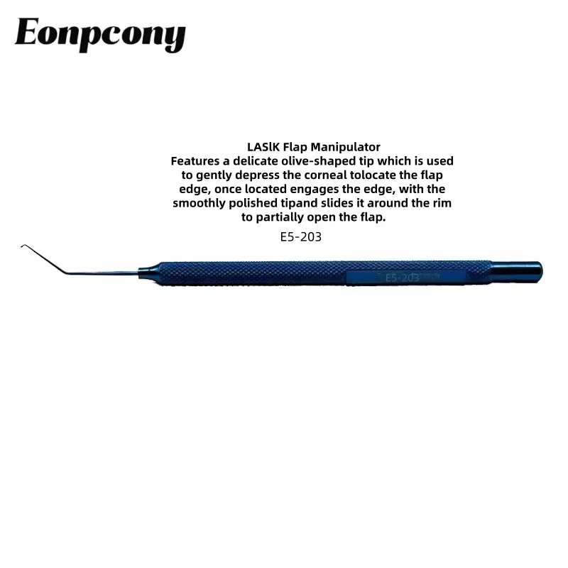 Ophthalmic instrument LASIK corneal flap manipulator with a delicate olive-shaped tip