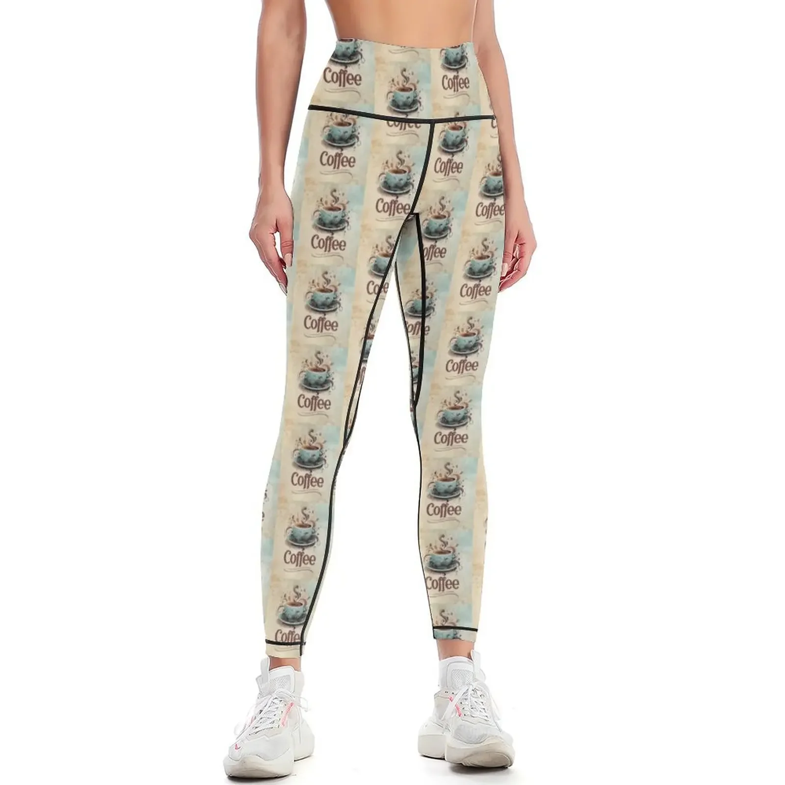 Abstract Vintage Coffee Leggings Women's fitness sport set Sportswear woman gym Fitness woman Womens Leggings
