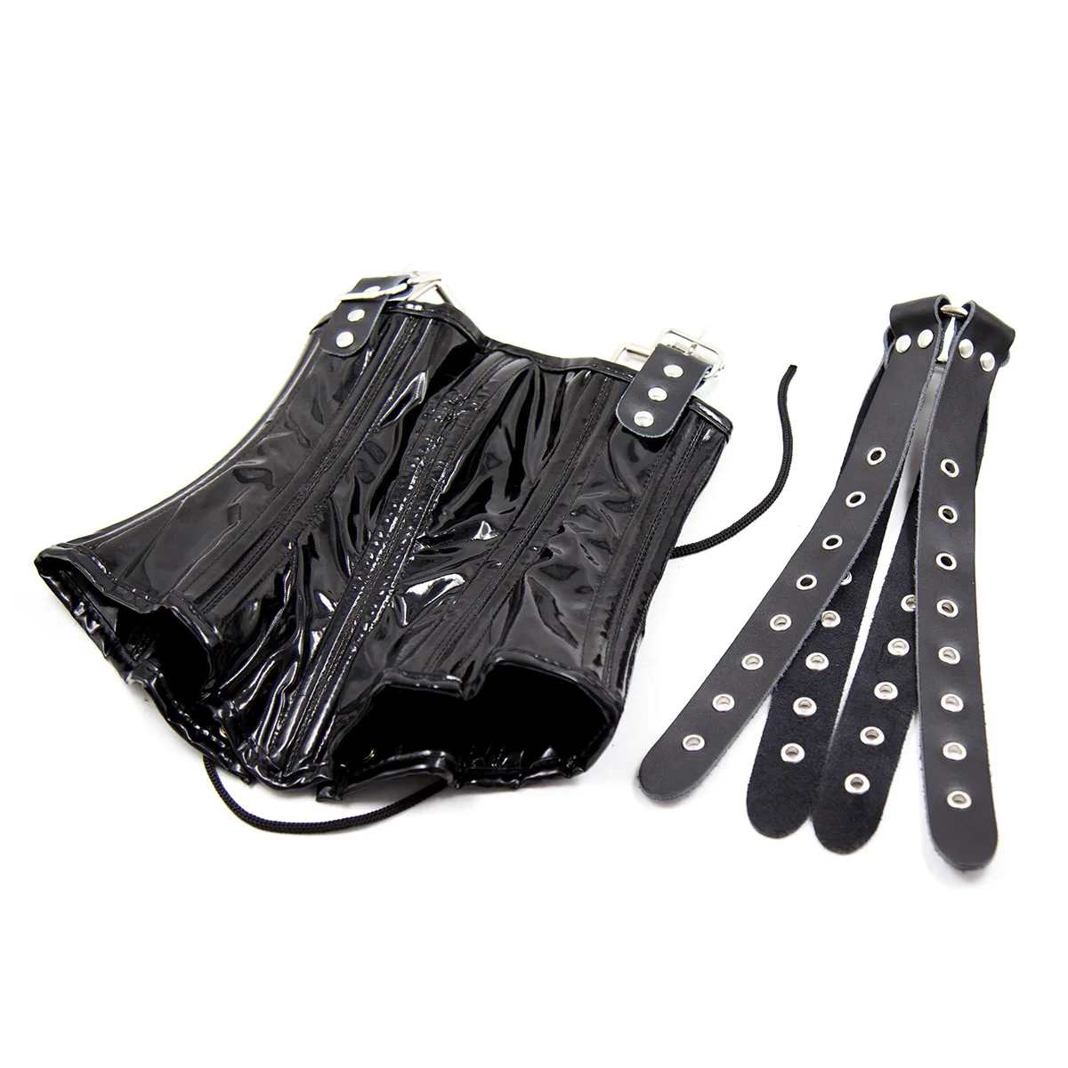 مثير Wetlook الجلود BDSM عبودية الياقات مع للجنسين قابل للقفل نصف قناع الوجه لصنم الرقبة ضبط النفس ألعاب الكبار الجنس لعب