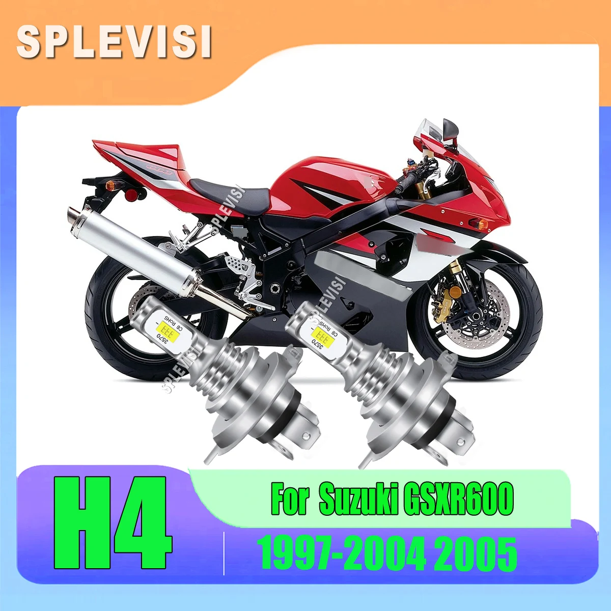

LED H4 9003 White Headlight Bulbs Upgrade your halogen to led For Suzuki GSXR600 1997 1998 1999 2000 2001 2002 2003 2004 2005