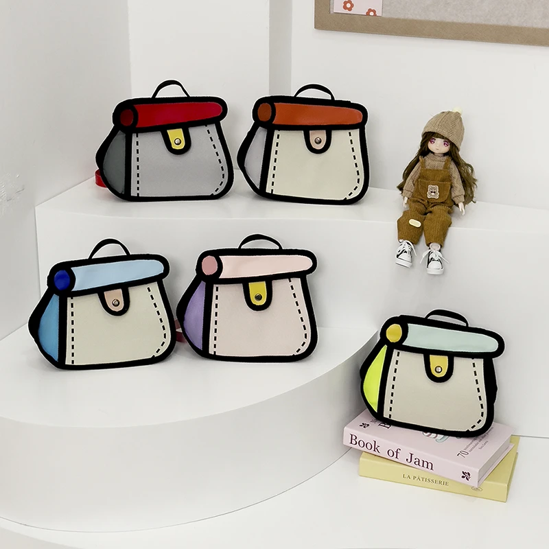 Color 2D Polyester Square Shoulder and Crossbody Bags Compact Cute Color Matching Handbags for Women 2024 Casual Style on Sale