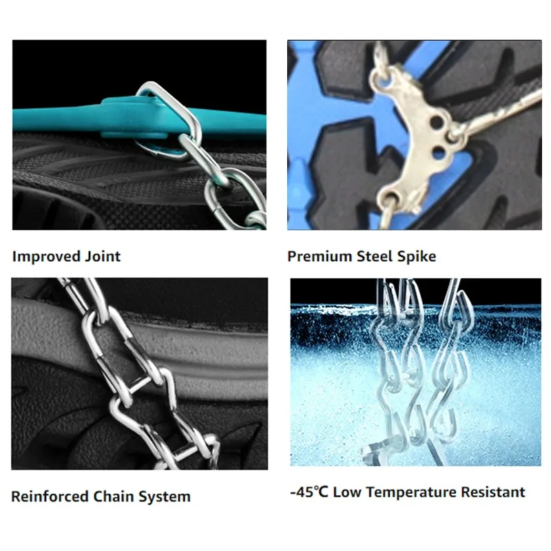 [Paku Baja Tahan Karat] Crampon Pengaman Es - 19 Paku Baja Tahan Karat untuk Traksi Anti-Selip - Mendaki, Memancing, Berjalan