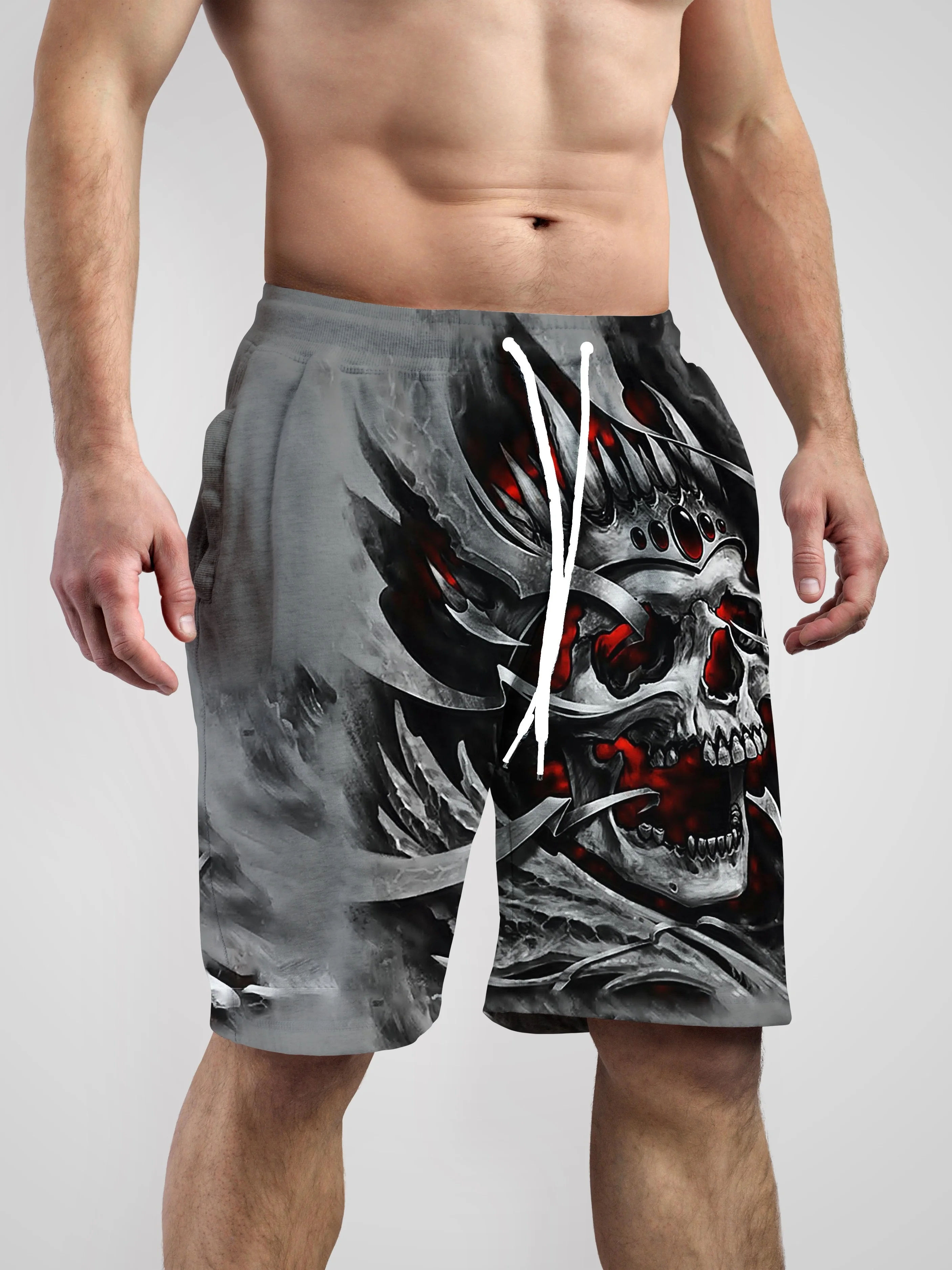 3D Patriotic Skull Print Men\'s Shorts Comfortable Stretchy Suorts Summer Clothing Oversized Sport Shorts Runing Quick Dry Shorts