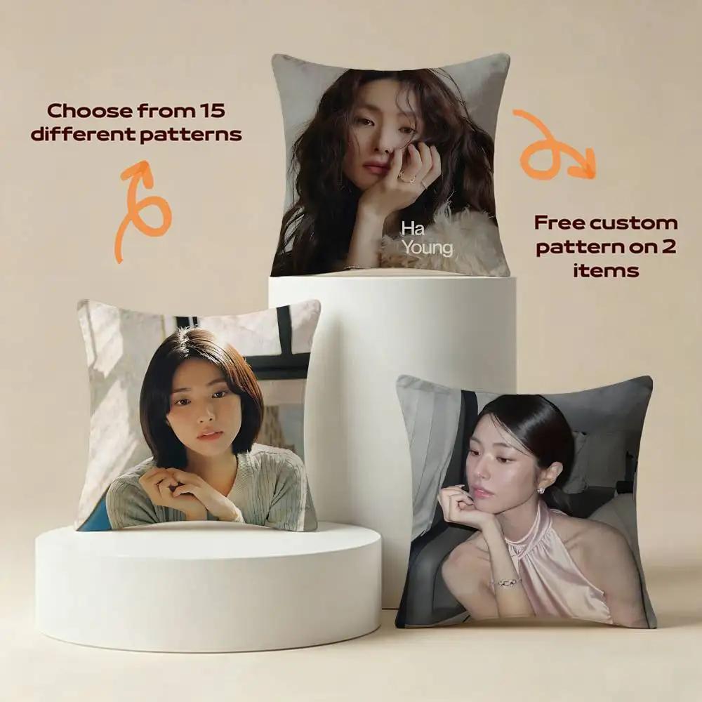 Ahn H-Ha-Young Actor Square Sofa Pillow Cover Solid Color Living Room Home Decor Cushion Case