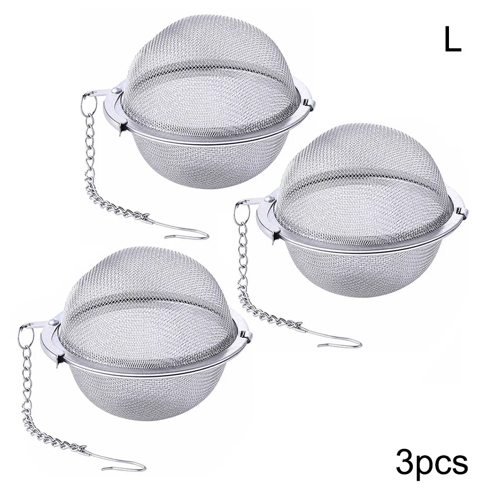 Tea Infuser Ball Mesh Loose Leaf Herb Strainer Stainless Steel Secure Locking Strainer Mesh Solid Spice Residue Filter Tea Infus