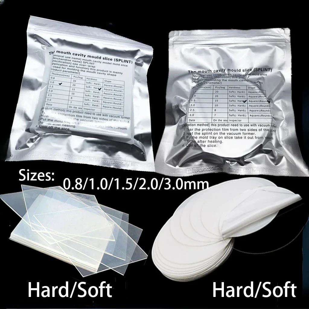 Dental Lab Vacuum Forming Sheet Splint Retainer Slice Thermoforming Materials Hard Soft Square Round Type Model Retainer