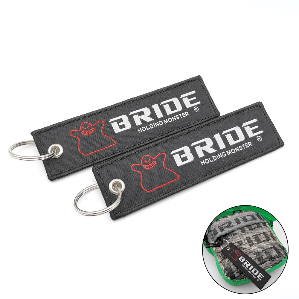 

BRIDE Car Keychain Nylon Keyring JDM Style Backpack Embroidery Key Strap Carabiner Buckle Auto Key Tag Accessories