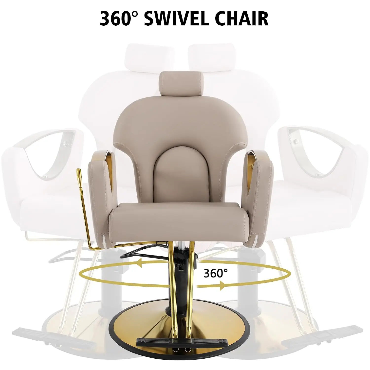 360° Swivel Reclining Salon Barber Chair, Height Adjustable Hair Stylist Chair for Barbershop Beauty Spa, Grey, Customized - view 3