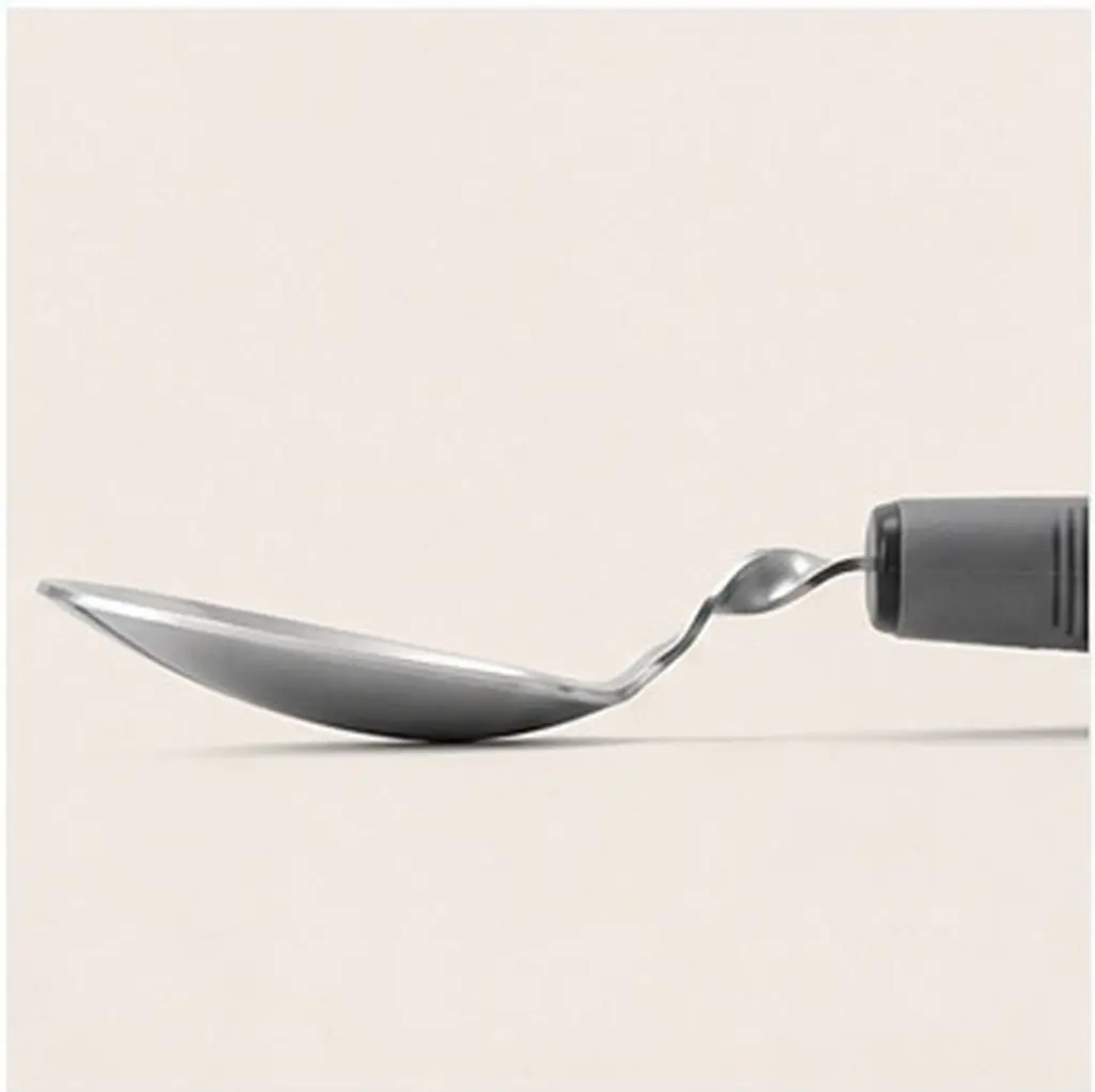 1Set Elderly Utensils Set Adaptive Bendable Stainless Steel Fork and Spoon with Anti Tremor Design Rubber Handle