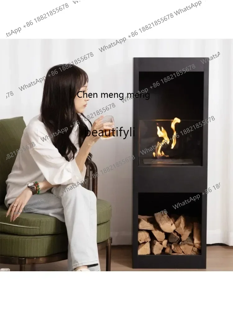 Estufa de calefacción de fuego real de etanol independiente, chimenea decorativa de paisaje para sala de estar, hotel, villa