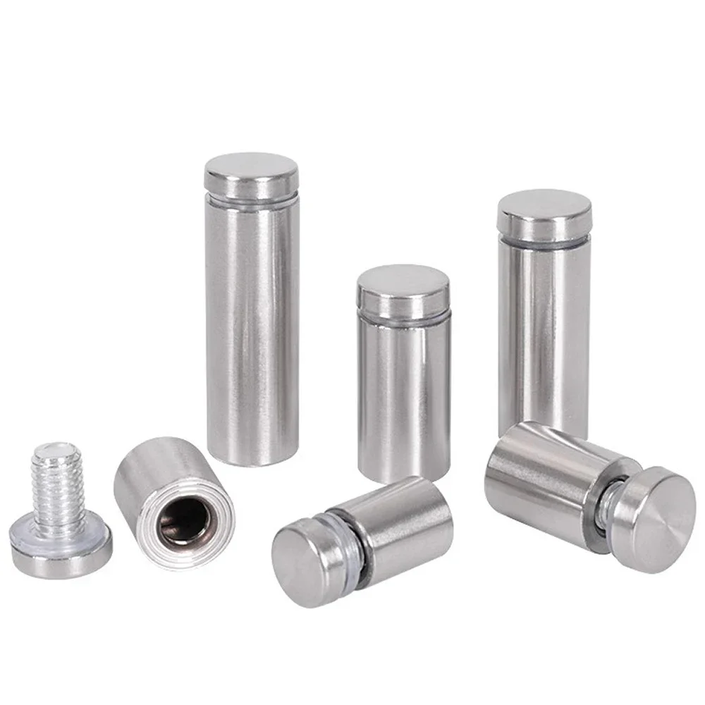 4-6cs Stainless Steel Acrylic Advertisement Standoffs Pin Nails Billboard Glass Fasteners 12mm Fixing Screws Support Customize