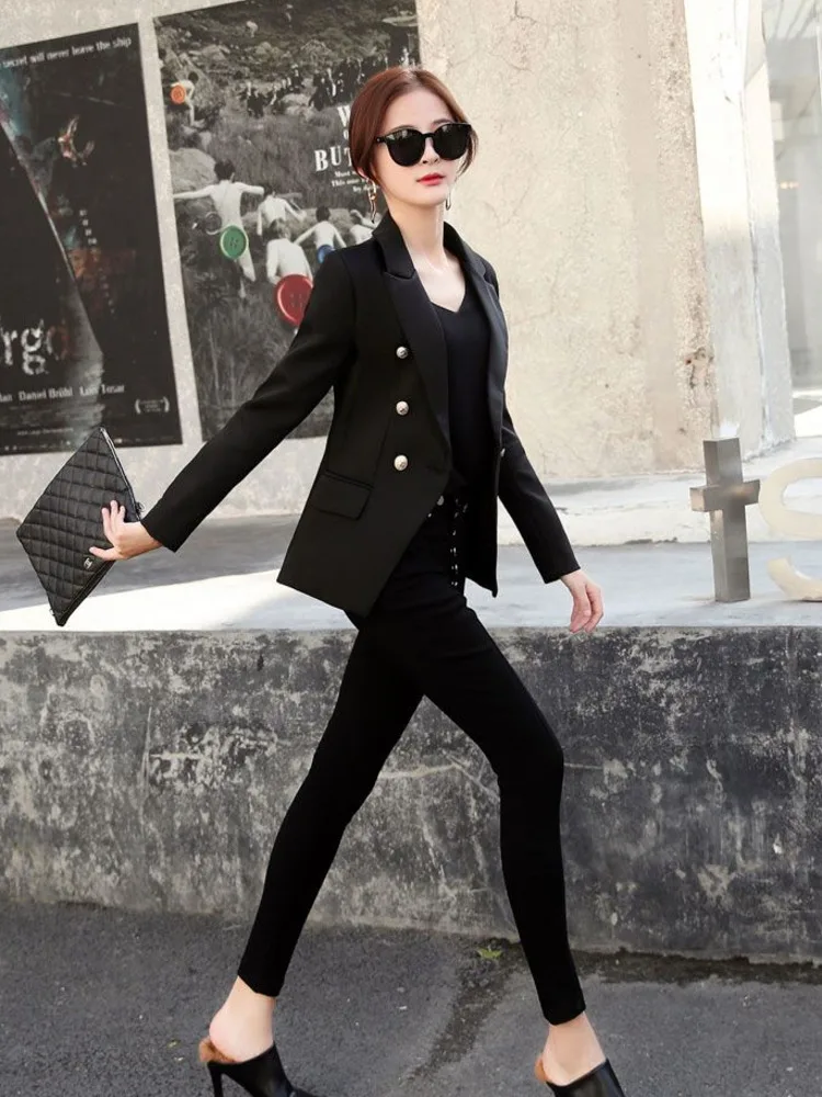 Blazer Long Sleeve Fashionable Elegant All-matchDouble Breasted Simple Single Breasted Classic Office Lady Temperament Coat