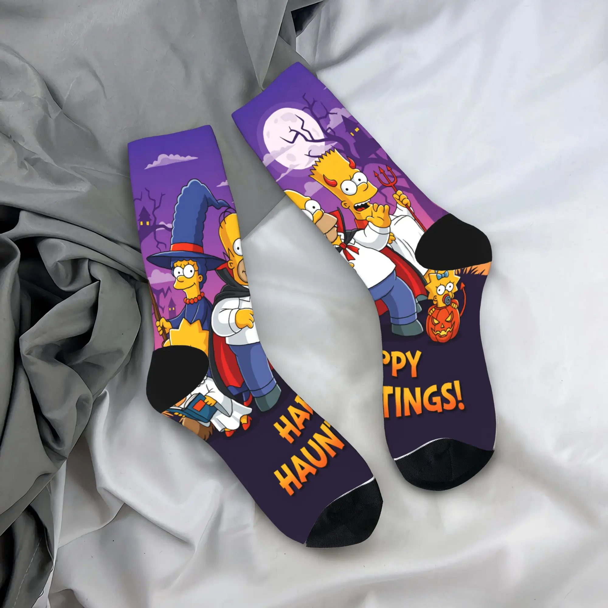 

Funny S-Simpsons Happy Hauntings Family Halloween Socks Fashion Stockings Men Warm Soft Running Socks Autumn Anti-Slip Socks