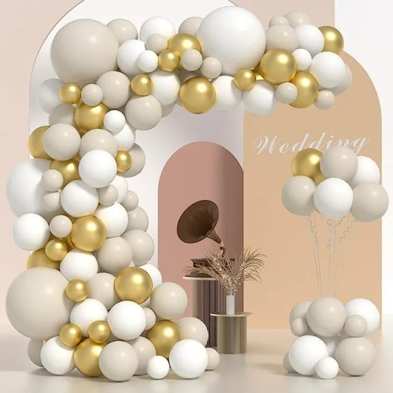 

1set White Gold Balloon Garland Arch Sand Balloon Wedding Decoration Baby Shower Balloons Birthday Party Decorations