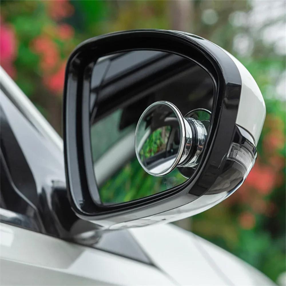 2pcs Car Blind Spot Convex Mirror New Suction Cup Mounted Auxiliary Rearview Mirror 360° Rotation Wide-Angle Small Round Mirrors