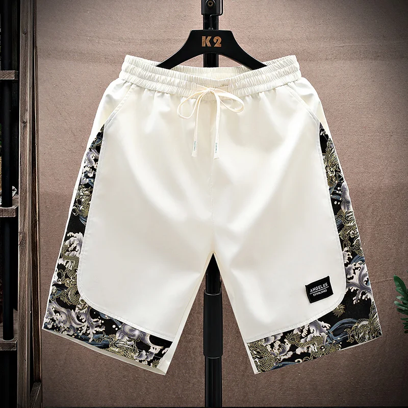 

Мужские шорты из ледяного шелка, лето 2023, свободные повседневные пляжные модные брюки-бермуды, дышащие, легкие, из полиэфирного волокна