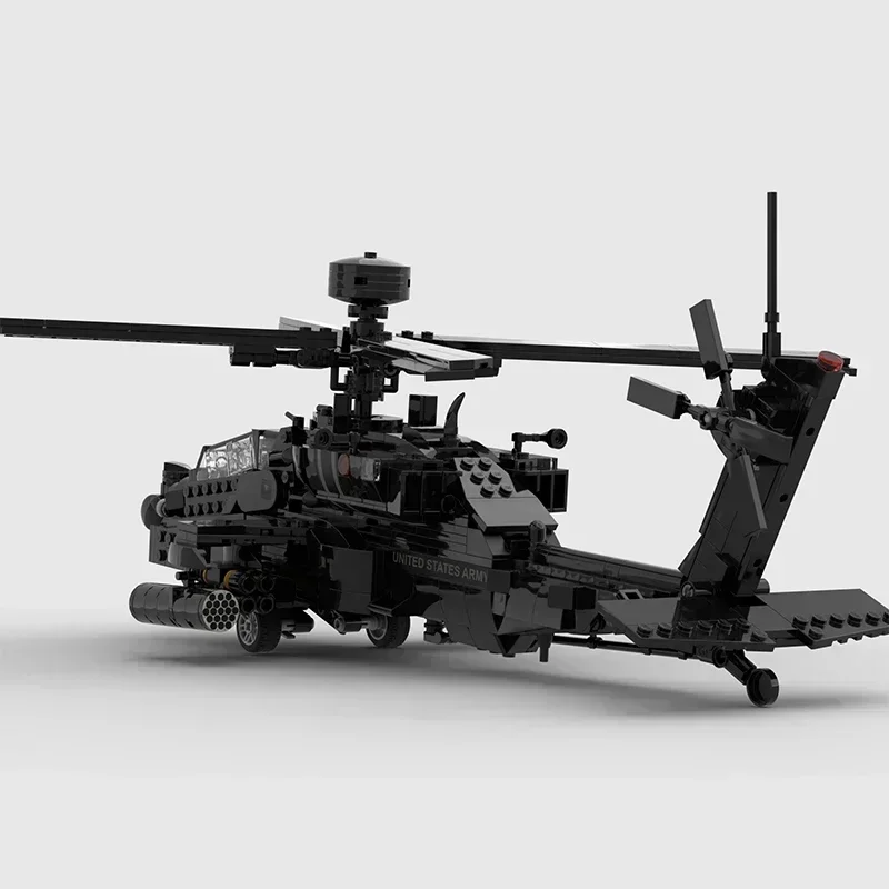 Moc-Briques de Construction Modèle Militaire AH-64E Apache, Chasseur Panoramique Technologie décennie s Modulaires, Cadeau De Noël Jouet DIY Ensembles Assemblage