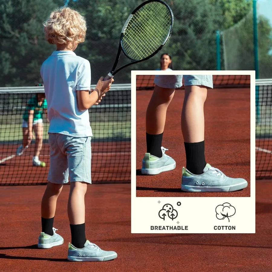 6 أزواج من الجوارب الرجعية للجنسين للأنشطة الرياضية مع خطوط قديمة من نسيج القطن الناعم بألوان سوداء وبيضاء ورمادية مثالية لـ Sc