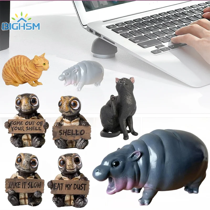 Simulation Hippo Figure Moo Deng Animal Resin Figurines Model Small Tabletop Statue Craft Educational Toy Home Decor